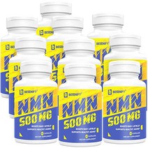 비타민B 99% Pure NMN 500mg Supplement for Support DNA & Cell Repair Boosting Immune System Skin Care, 600 Count (Pack of 10)