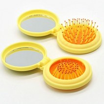 고래백화점 핑크풋 브러쉬 휴대용 거울 헤어 빗 머리 관리, 랜덤배송