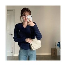 여성용 긴팔 트위스트 스웨터 새로운 프레피 스타일 v 넥 허리 포옹 올 매치 긴 소매 패션 2022 가을