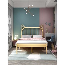 싱글 침대 프레임 조립식 철제 침대, 고양이귀콩녹색1000mmx2000mm