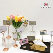 명함 엽서 사진 메모 꽂이 명함홀더 명함거치대 금속 쿠폰 카드, A타입-로즈골드-S