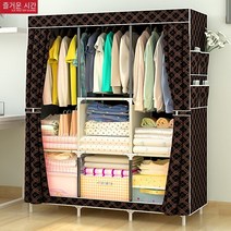 간편 옷장 패브릭 옷장 조립 폴 보강 철골 심플 모던 수납장입니다., 파란 발