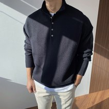 빠델 헨리넥 박스 오버핏 반폴라 니트