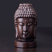 포대화상 재물운 무병 장수 부귀 풍수지리 가정화목 미니불상 불교 굿즈 조각된 작은 불상 나무 석가모니, 01 브라운