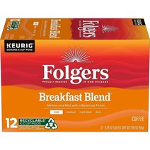 Folgers 버터 캐러멜 맛 커피 큐리그 K-컵 캡슐 72개 344562, Breakfast Blend_32 Count (Pack