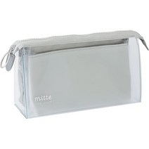 일본직발송 3. 선스타 문구(SUN-STAR STATIONERY) 선스터 문구 클리어 파우치 MITTE 미테 마치 라이트 그, One Size, 라이트 그레이, 마치 있음 타입