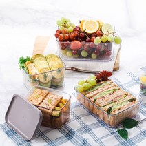 차곡차곡 밀폐용기 2+2 냉장고정리 및 수납용기 전자렌지 소분용기 사각 반찬통 도시락 피크닉 냉동실정리용기 적층수납, 차곡차곡 버터 645ml x 4