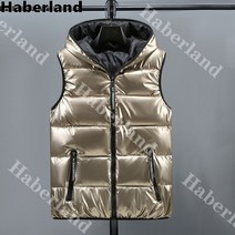 Haberland 가을겨울 남성 은은한 광택감의 후드 패딩 조끼 웰론 패딩점퍼 빅사이즈 1217