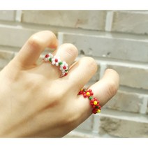 핸드메이드 비즈 꽃 레이어드 동백이 반지 10color