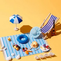 여름 미니어처 파라솔 튜브 썬베드 조개불가사리 모형 해변 바다 장식 인테리어 소품, 벤치