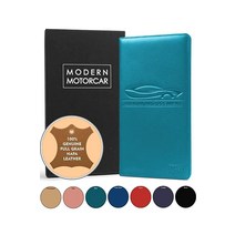 Modern Motorcar Napa 정품 소가죽으로 만든 자동차 등록 및 홀더 블랙 선물 상자 포함, Blue
