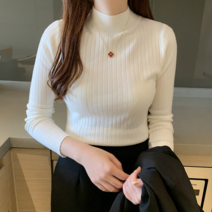 데이홀릭 여성용 봄 가을 겨울 콜린 반하이넥 골지 데일리 긴팔 니트