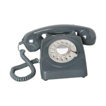 레트로 유선 전화 1960년대 스타일 장식 빈티지 로터리 다이얼 전화기, 회색, 아BS PP