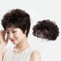 NE정수리 부분가발(다크브라운) 탑커버 웨이브, 다크브라운, 1개