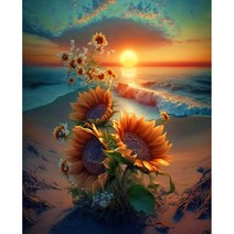 노을해바라기 우드 직소퍼즐 해가 진 바다 달빛 황금재물 금전운 가져다주는 풍경화 조각퍼즐 어르신 수월하시는 효도선물 그림퍼즐 집콕취미 스트레스 해소 최신상, 노을해바라기 퍼즐도안14, 500피스
