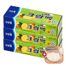 크린랩 크린랲 비닐봉투 백 25cm x 35cm (중) 100매입 일회용품 위생봉지 롤팩 음식물/위생/포장/마트/친환경/휴대용, 3개+가쯔