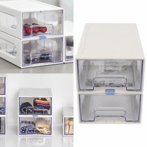 socean 투명창 칸막이 소품 아크릴 서랍장-2단 손잡이 박스 책상 정리함 보관함 데스크 보조 서랍 상자 탕비실 정리