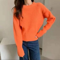 FANSYLI 여성 스웨터 가을과 겨울 새로운 라운드 넥 긴소매 캐주얼 풀오버 니트 1072호 8D