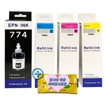 [COMEBANK] 비정품잉크 엡손 호환 T774검정 T664칼라 잉크 4색 세트 EPSON L655 무한 프린터용 충전 잉크 세트 T664 T774 호환