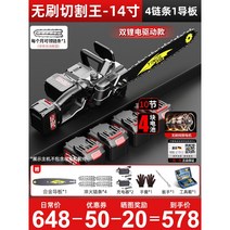 휴대용 충전식 전기톱 체인 무선 전기 소형 핸드형 전동 고출력 벌목 강철 강력 엔진, 바이리튬 전기절단왕 14인치 사전 2충전+4체인