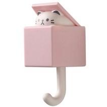 크리에이티브 고양이 후크 귀여운 원활한 기숙사 침실 문 옷걸이 열쇠 우산 수건 모자 코트 랙 벽 장식 1 개, light pink
