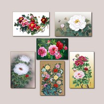 고려미술 명작 갤러리 부귀화 목단 꽃 모란꽃 풍수인테리어 그림 캔버스액자 한국화 목단화 7종, 1. 한국화 목단