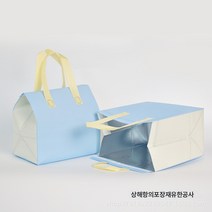 부직포 겉보온백 알루미늄 호일 핸드백 부직포 케이터링 밀크티 케이크 포장백, 블루 화이트 컬러, 21*11*27(100개)