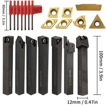 목공 트리머 보링기 선반 터닝 공구 홀더 보링 바 7 개 12mm 금속 및 인서트, 01 12mm Type 1