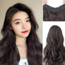 미즈코스 긴머리 웨이브 반가발 파마머리 부분 똑딱이 여신 붙임 머리 가발, 내츄럴브라운