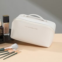 BAILEMO 대용량 휴대용 화장품 보관 정리 가방 여행 다용도 뷰티 메이크업 파우치, 아이보리