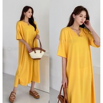 여자 여름 박스 칼라 롱원피스 루즈핏 빅사이즈 원피스 임산부 여행 휴가룩 3040대 미시룩