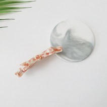 시크몽 프랑스핀 셀룰로오스 호피 마블 더블 보우 리본 스몰 반머리 자동 바나나핀
