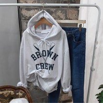 상상그이상 여성용 국내제작 브라운 후드 티셔츠 빅사이즈 간절기 박시핏 부드러운 촉감왕 구김없는 유니크한 영문 레터링 후드티 데일리 캐주얼한 청바지와 잘 어울리는 꾸안꾸룩