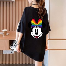 손드르 레인보우 미키 빅 사이즈 반팔티 여성 여름 반팔 티셔츠 (M-5XL)