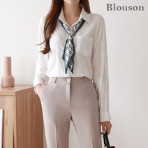 블루종 스카프 세트 카라 블라우스_B2303BL043A