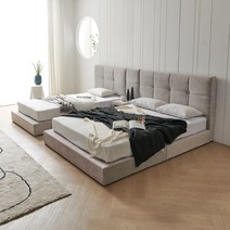 모던 호텔침대프레임 신혼부부 패브릭 라지킹, 모던 파티션/협탁 2ea