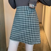 제이블리 깅엄 체크 A라인 미니 스커트