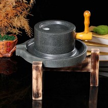 가정용 맷돌 돌맷돌 두부만들기 소형 콩 가루 콩비지, 22x35 나무 손잡이