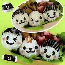 깜찍이 얼굴표정 김펀칭기(3type) 어린이 소풍 주먹밥모양내기 도시락꾸미기 김커터 펀치꾹, 핑크-곰돌이