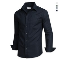 제이붐 남성용 여름 모던 린넨 베이직 긴팔 셔츠 E063