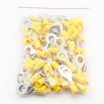 터미널 압착기 단자 케이블 전선 유압 슬리브 50PCS100PCS RV26 링 절연 와이어 커넥터 전기 압착, Yellow, 100PCS