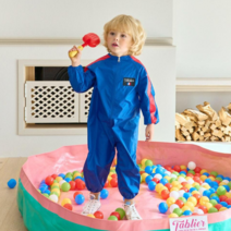 따블리에 스포티 유아 미술가운 전신미술가운 갯벌체험옷 방수놀이복, 데님블루