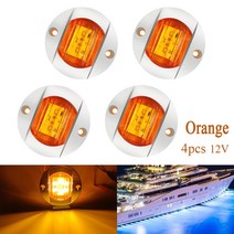 항해등 선박 라이트 12V 해양 보트 트랜섬 LED 선미 조명 라운드 차가운 흰색 후미 램프 요트 액세서리, 01 Orange 4PCS