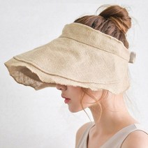 다파지 린넨와이어 돌돌이썬캡 여름 햇빛자외선차단 챙넓은 여성 라피아 버킷햇 벙거지모자
