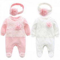 부띠끄코사지 유아 긴팔 우주복 헤어밴드세트 310178d15m5