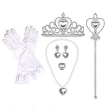 위트 공주 목걸이 악세사리 귀걸이 왕관 요술봉 장갑 파티용품, 화이트