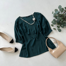 블루종세일 한정수량/패플단독 로맨틱브이프릴블라우스_B1807BL901C