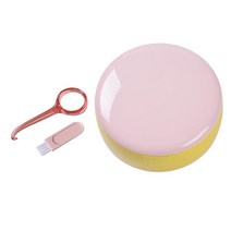 거울 통기성 홀더가있는 휴대용 틀니 리테이너 케이스 클리어 얼라이너 여행용 마우스 가드 컨테이너 꽉 스냅, 핑크 옐로우, 9x4.5cm, ABS 실리콘