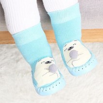 유아 실내 양말 신발 신생아 아기 양말 겨울 두꺼운 테리 코튼 baby girl sock with rubber soles 유아 동물 funny sock, m-1712-3, 18-24개월