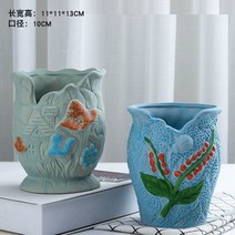 동양난 서양난 승진 화분 꽃 대구경 깊은 복고풍 흑백 원형 탁상 세라믹 고기 작은 꽃, bd2829 2개의 틈이 있는 작고 오래된 더미